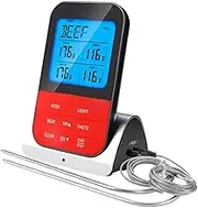 Wireless Kitchen Thermometer with Dual Probes Easy to Use Food Grade Thermometer for Cooking BBQ Grill Oven Accurate Temperature Display Portable Cooking Gadget