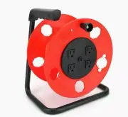 4-Outlet 50/100-FT Breaker Storage 16/14/12 Gauge Extension-Cord Wind-Up Reel