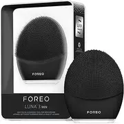 FOREO LUNA 3 MEN, Ultra-hygienic Silicone Facial Cleansing Brush for Thicker Male Skin & Beard, Shave prep, App-connected, T-Sonic Massage, 16 Intensities, 650 uses/USB Charge