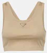 [Prada] Prada Logo cotton jersey tank top AU 14 neutrals