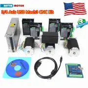 〖US〗 4 Axis USB CNC Mach3 Controller Kit Nema23 Stepper Motor Driver 425oz-in 3A
