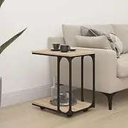 Side Table with Wheels Sonoma Oak 50x35x55.5cm Engineered Wood Home Accent