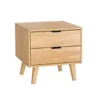 Artiss Bedside Table 2 Drawers - Pine