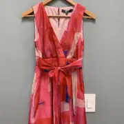 Anthropologie Eva Franco Pink Midi Dress A Line XS Petite