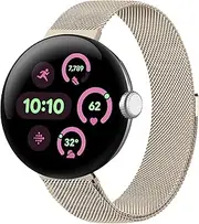[AK] Metal Band Compatible with Google Pixel Watch 3 Band 41mm, Google Pixel Watch 2 Band, Google Pixel Watch Band Women Men, Stainless Steel Mesh Loop Strap for Pixel Watch