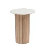 [James Lane] Hanno Side Table White Marble & Wood