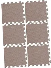 SUPVOX 6Pcs Thick Eva Interlocking Leaf Grain Tiles Soft Play Mat Protective Cushion for Durable Floor Rug for Living Bedroom Play Areas Coffee Color