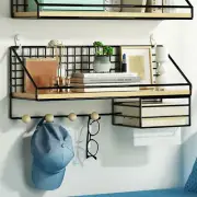 Wall Shelf with Hook Wall Mounted Sundries Storage Shelf Home Display Decor AU