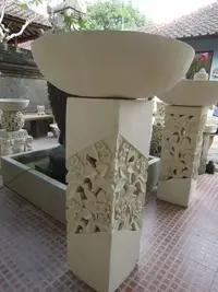 在飛比找Yahoo!奇摩拍賣優惠-峇里島~砂岩石雕柱+盆(圖案、尺寸可客製化)