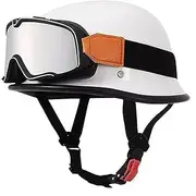 Open Motorcycle Half Helmet, ECE Approved Half-Helmet Helmets for Adult Women and Men, Motorcycle Jet Helmet for Chopper Scooter Biker Racing Helmet