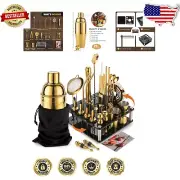 Professional Bartender Kit - Complete 29-Piece Gold Bar Tool Set with Stand