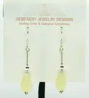 Sterling Silver Yellow CHALCEDONY Gemstone Dangle Earrings #7994...Handmade USA