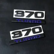 2 Sets 370 TURBO Matte Black Blue Metal Sticker Decal Badge Emblem Motors Engine (for: Peugeot)