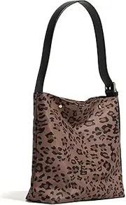[LALOOVEA] Coated Canvas Leopard Print Shoulder Hobo Bag for Women Lightweight Large Tote Convertible Crossbody Bag