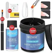 [MIZHSE] 3.5oz Nail Builder Gel Kit, Larger Capacity Builder Gel for Nails, LED Nail Lamp Clear Hard Gel Builder Base Nail Strengthener Extension Gel with Nail Brush, Clean Gel, for Nail Salon and Home DIY