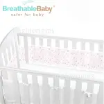 【英國 BREATHABLEBABY】透氣嬰兒床圍 全包型(18435滿天星粉)