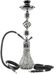 55CM Large Double Pipe Hookah Set With Shisha Accessories, Glass Party Smoking Set (Black)