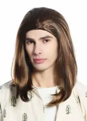 Wig Ladies Men's Carnival Light Brown Smooth Long half Long Gigolo Schönling