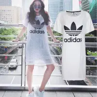 在飛比找Yahoo!奇摩拍賣優惠-Adidas 愛迪達 三葉草女生長裙 2022夏季新款連身裙