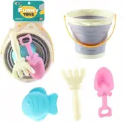 Mtxorvix Beach Toys Set for Kids 4 PCS Beach Toys with Bucket Spade Rakes and...