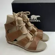 Sorel Torpedo Lace II Leather sandals 8.5 Camel Brown Ancient Fossil New NWT