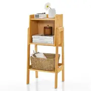 Giantex 2 Tier Bamboo Bookshelf Modern Bookcase w/Legs & Open Shelves Tall Storage Organiser Bedroom Living Room