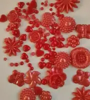 CraftbuddyUS 75 pcs Acrylic BLUSH Flatback Heart Flowers Pearl Bead Assortment