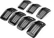 Car Front & Radiator Grilles Chrome/Glossy Car ABS Front Mesh Racing Grills Fit For Jeep Cherokee 2014-2018 Exterior HONEYCOMB Racing Grille Car Grille(Glossy Black)