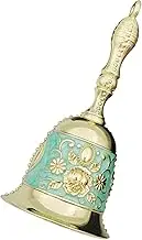 Decorative Hand Bell Rustproof Vintage Hand Bell for Classroom Party Wedding Green Gold Total Height 11.1 cm