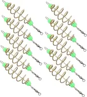 10PCS Luminous Fishing Bait Holder with Beads Spiral Hooks for Night Fishing Carp Feeder Tool for Freshwater Saltwater Use Effortless Setup Ample Supply