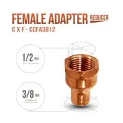 3/8" x 1/2" CxF Copper Female Adapter Reducer Fitting Sweat x FIP Thread