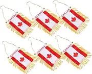 GRIRIW 6pcs Canada Flag Car Decor Mini Banners Hanging Ornaments for Rearview Mirror
