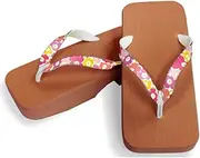 Hajime(一歩) [One Step] [Hajime] Geta Clogs, Soft and Water Resistant, Sponge 10.6 inches (27 cm), BR/Large Flower 2, Large Flower 2 (Flower 2/27), Flower 2, 27.0 cm