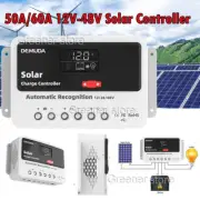 12V/24V/48V 50A 60A PWM Solar Battery Regulator LCD Charge Controller Dual USB