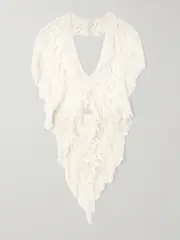 [Diotima] Diotima - Drift Cutout Asymmetric Crocheted Cotton Halterneck Top - White - 2 2 White