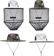 2Pack Mosquito Head Net Sun Hat, Hat with Detachable Mesh Face Net, Head Net Hat Perfect for Gardening/BeeKeeping/Fishing/Camping/Hiking/Outdoor