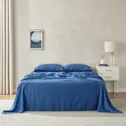 Natural Home Flax Linen Sheet Set Deep Blue (Single, King Single, Double, Queen, King, Super King)