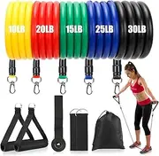 5 Pack Exercise Resistance Bands with Handles, 4.5-45 kg Door Anchor and Ankle Straps, Stackable Up to 110 lbs - Workout Bands for Resistance Training, Physical Therapy, Home Workouts