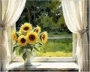 TAOPAOLAB Sunlit Sunflowers Paint by Numbers Kit for Adults - DIY Sunflowers in Ceramic Jug Painting on Canvas 16x20In, Acrylic Paint Set, Suitable for Beginners, Rustic Art for Home Decoration/Gifts