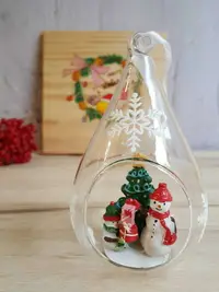 在飛比找樂天市場購物網優惠-聖誕玻璃吊飾-雪人