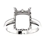 14K Gold Emerald Cut Ring Setting Solitaire Scroll Style Ring Mounting
