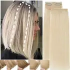 Small Piece Thick Clip In Human Hair Extensions Topper Weft Hairpad Short Blonde