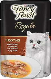 Fancy Feast Royale Adult Wet Cat Food Tuna, Surimi & Prawns in Broth 12x40g