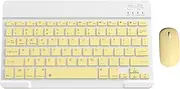 Wireless Keyboard Mouse Combo, Compact Full Size Wireless Keyboard and Mouse Set, Ultra-Thin Sleek Design for Android Windows PC Tablet/1832 (Color : Yellow)