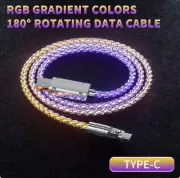 Phone Fast Charging USB 180 ° Rotatable swivel RGB Colorful Type C Data Cable
