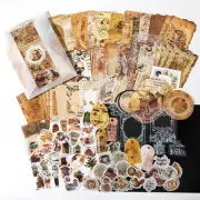 200PCS Vintage Scrapbooking Supplies Pack for Junk Journal Bullet Journals Plann
