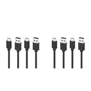 2x 2pc Moki USB-A to USB-C SynCharge Cable 1M iPhone/Android Jet Black