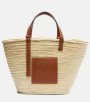 [Loewe] Loewe Leather-trimmed basket bag One Size beige