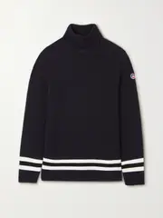 [Fusalp] Fusalp - Judith Striped Knitted Turtleneck Sweater - Navy - small small Blue