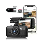 Dash Cam Front and Rear, 4K Front + 4K Rear Full HD Dash Camera for Cars Buil...